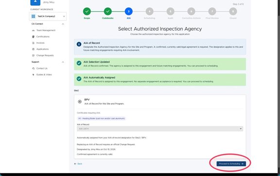 Requesting Authorized Inspection Agency Agreement Confirmation - ASME