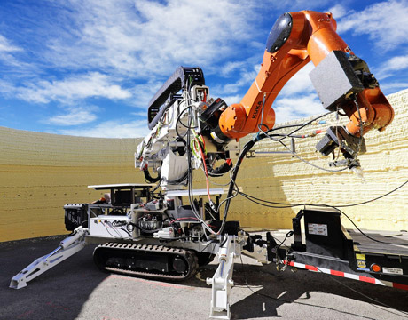 Demonstrations of the manipulator used for 3D printing in construction.