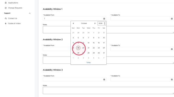 Select a start date
