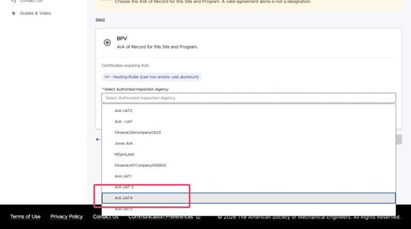 Select your designated AIA from the dropdown